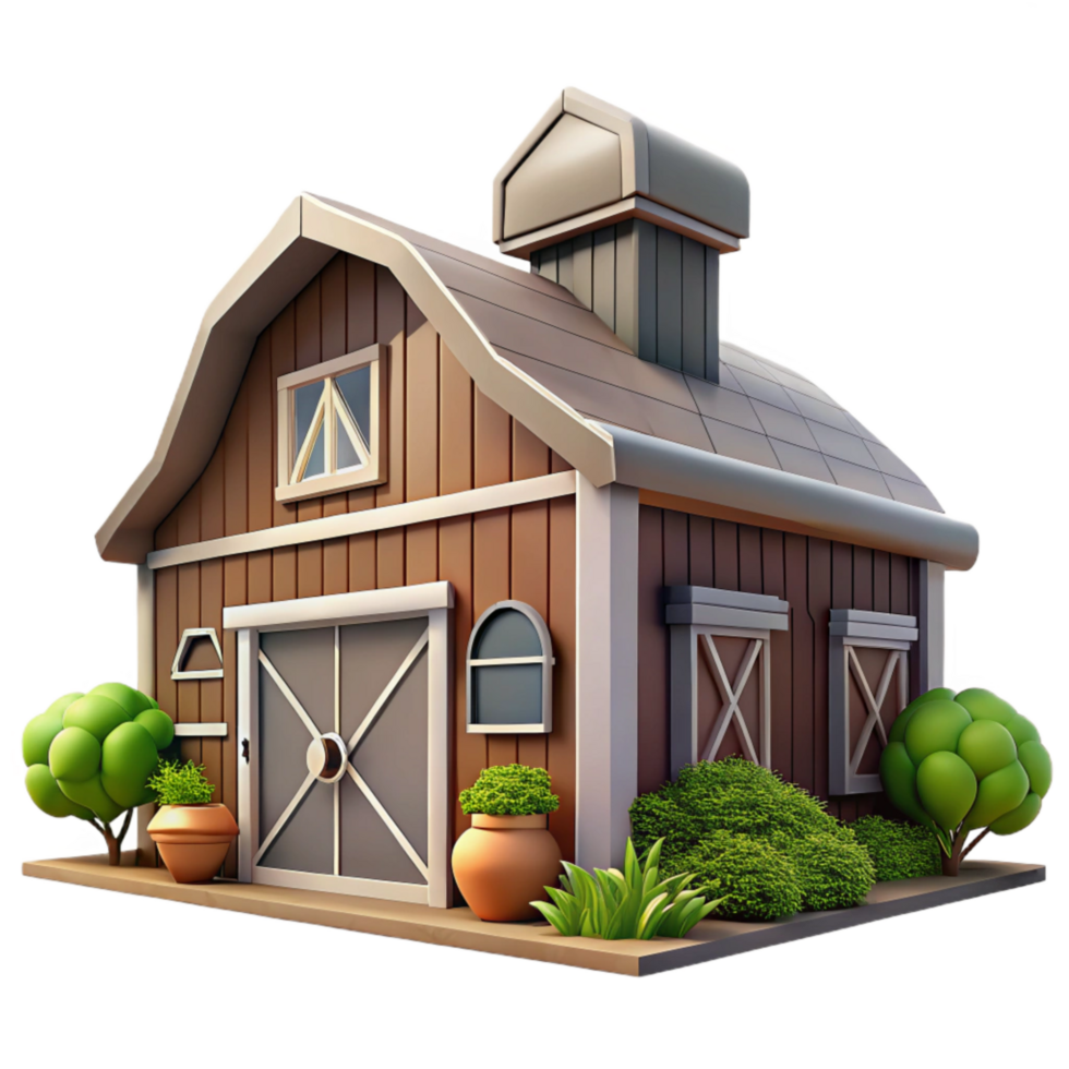 impressive traditional Urban Farm Building Exterior Brick Wall Isolated Element original png