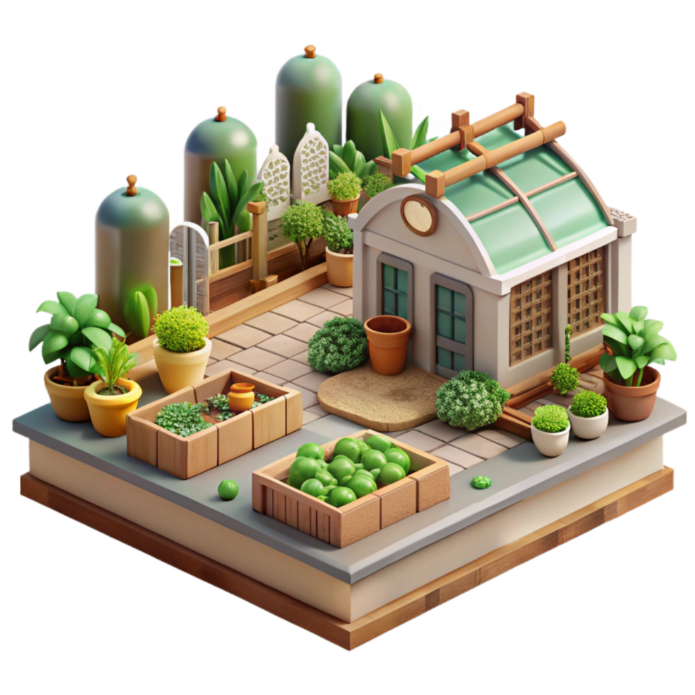wonderful artistic Urban Farm Community Garden Setting Transparent Background genuine png
