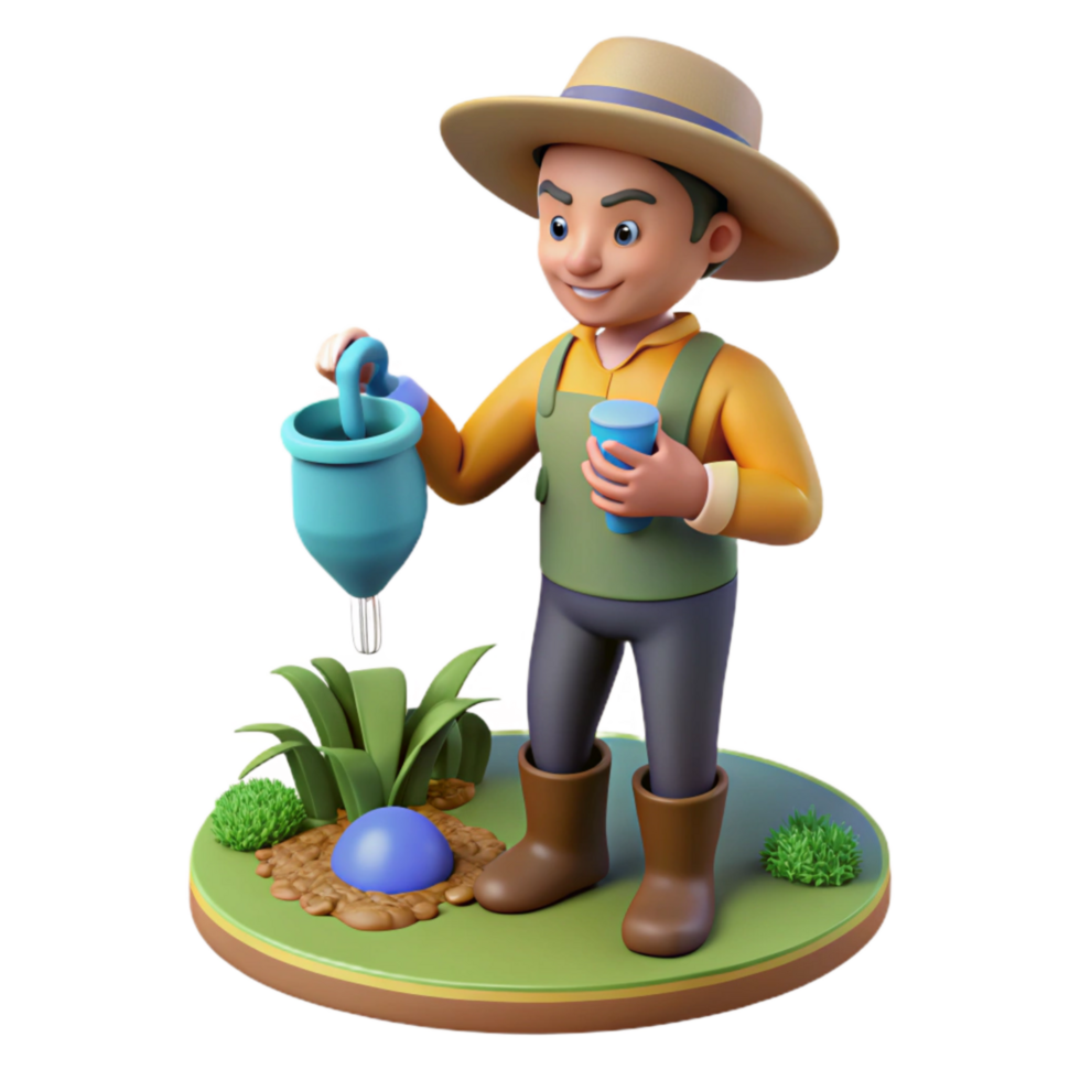stunning traditional Urban Farmer Checking Water Ph Isolated high resolution png