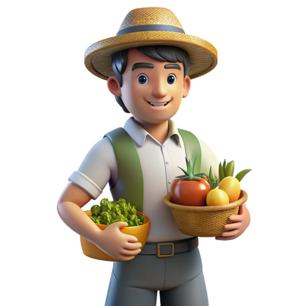 beautiful modern Urban Farmer Holding Fresh Produce Isolated original png
