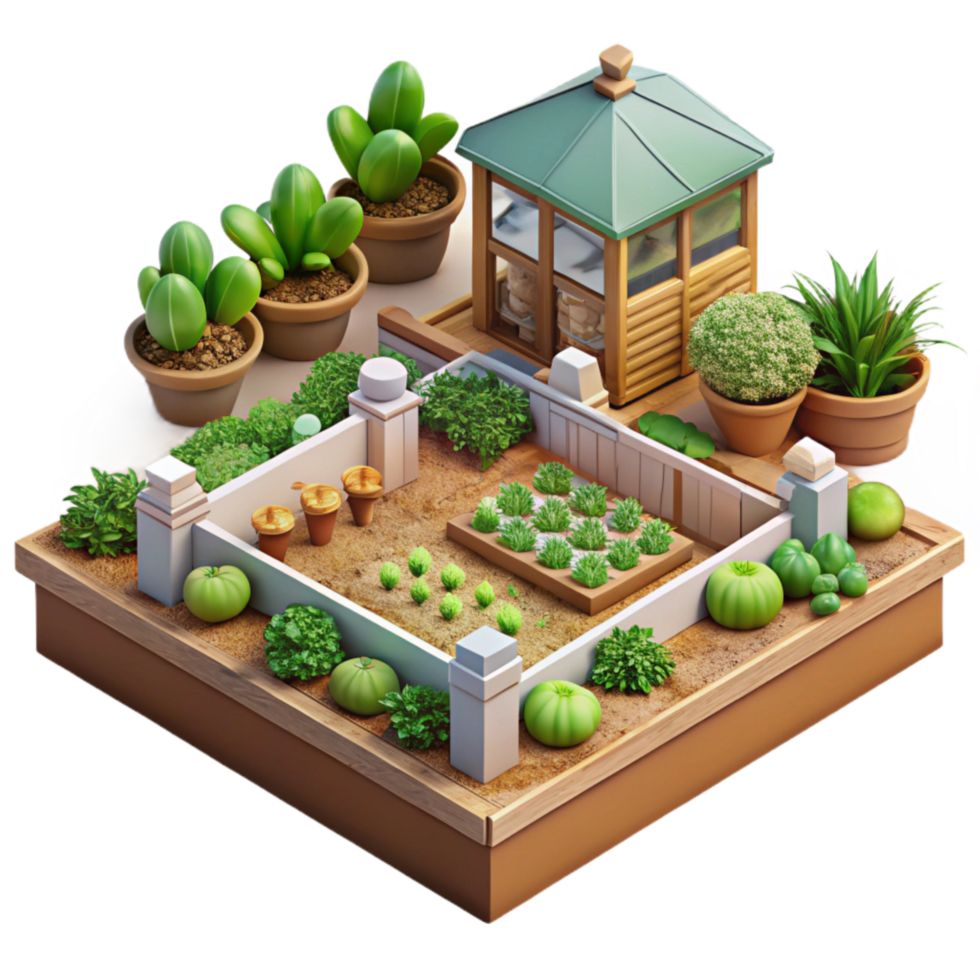 vibrant abstract Urban Farm Community Garden Setting Transparent Background high quality png