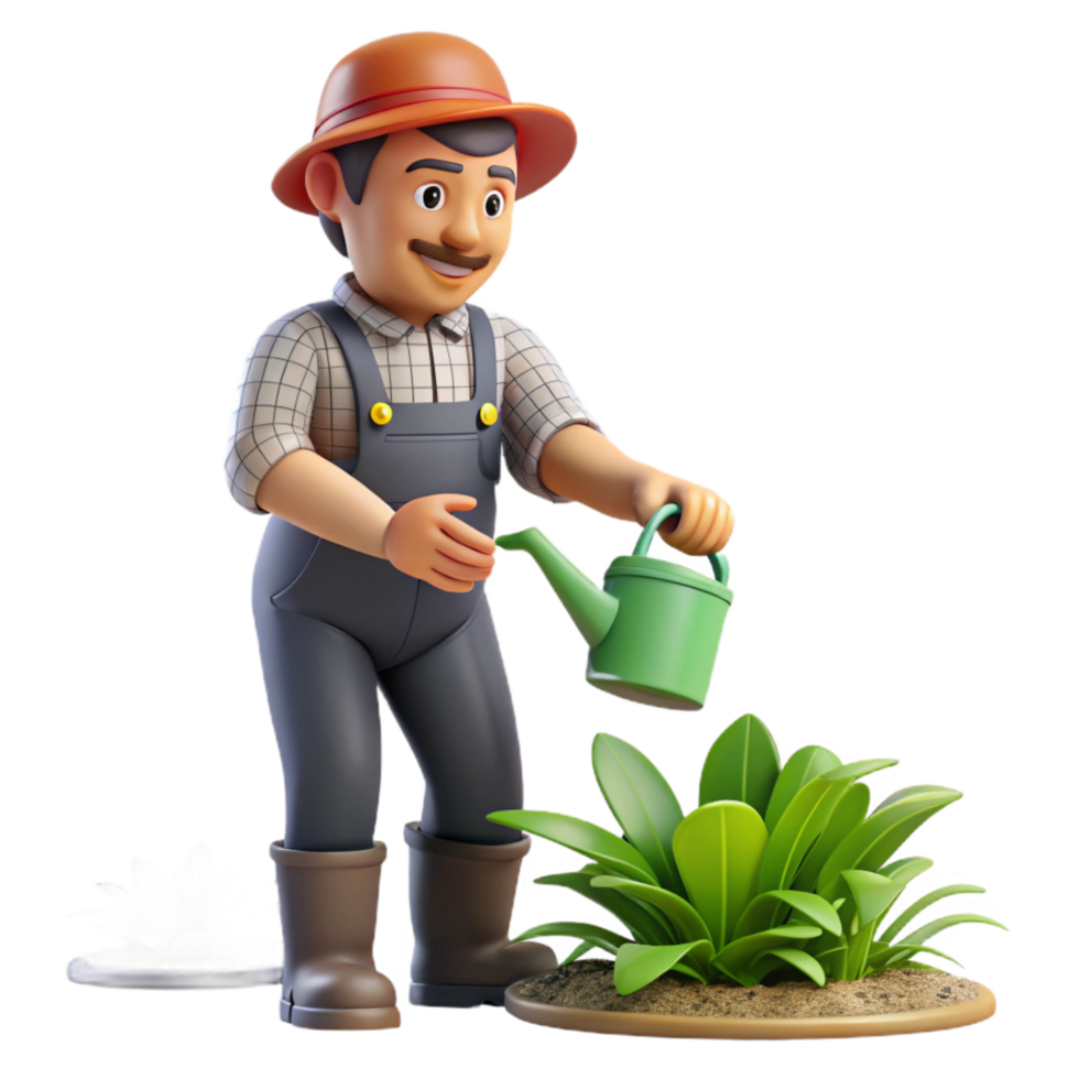 dramatic artistic Urban Farmer Watering Plants Transparent Background professional png