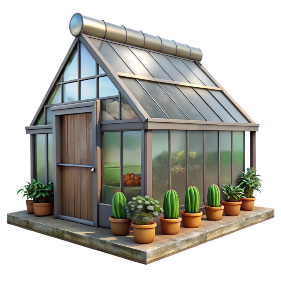 elegant creative Urban Farm Greenhouse Exterior Isolated professional png