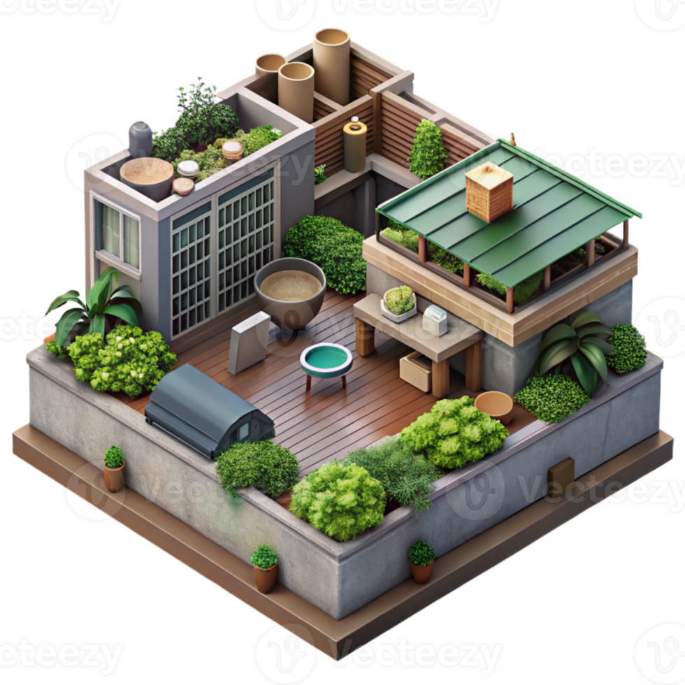 beautiful abstract Urban Farm Rooftop Garden Transparent Background professional png