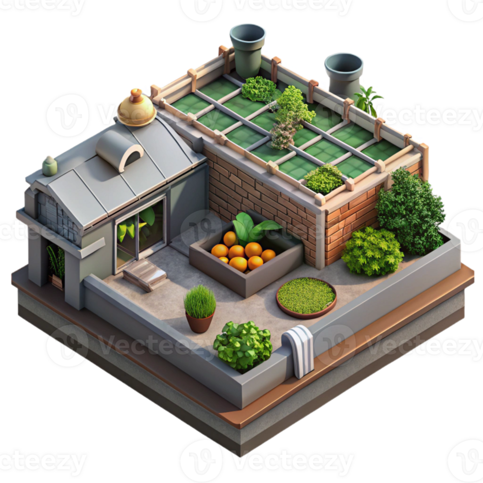 stunning classic Urban Farm Rooftop Garden Transparent Background authentic png