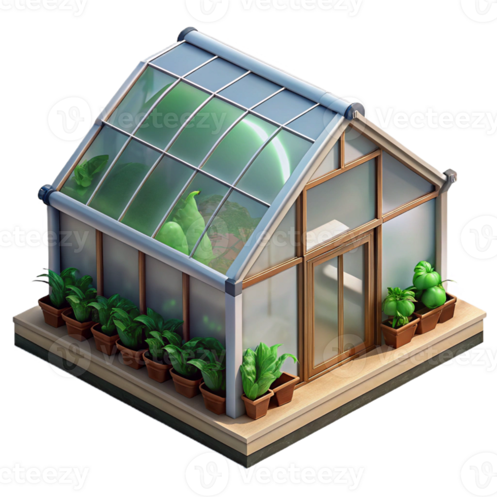 vibrant vintage Urban Farm Rooftop Greenhouse Transparent Background authentic png
