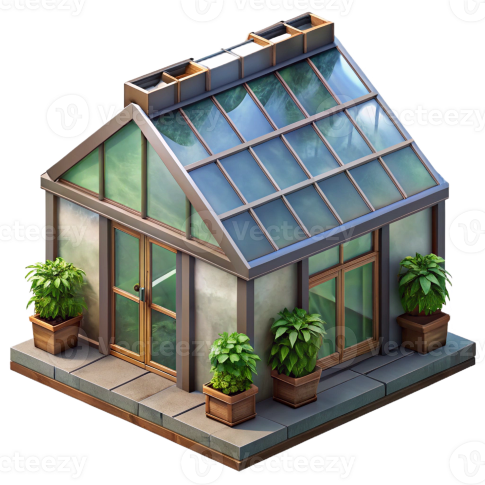 impressive creative Urban Farm Rooftop Greenhouse Transparent Background high resolution png