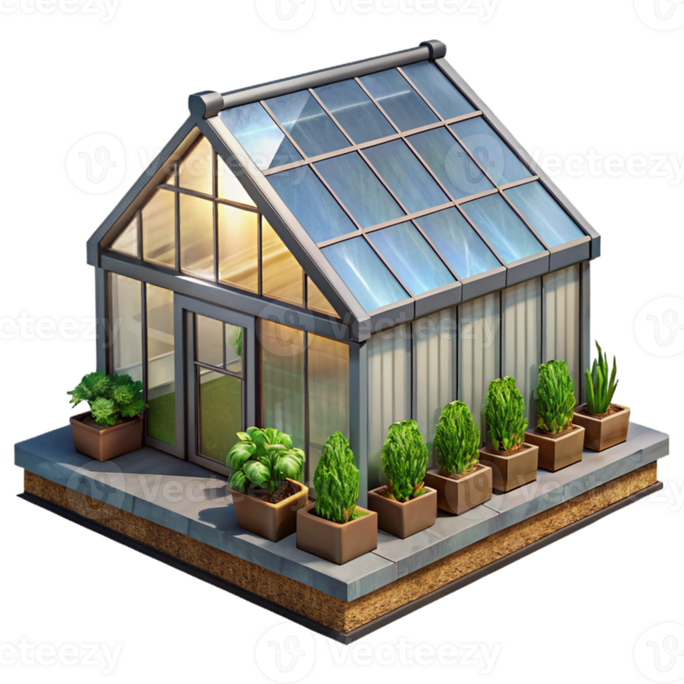 impressive classic Urban Farm Rooftop Greenhouse Transparent Background high resolution png