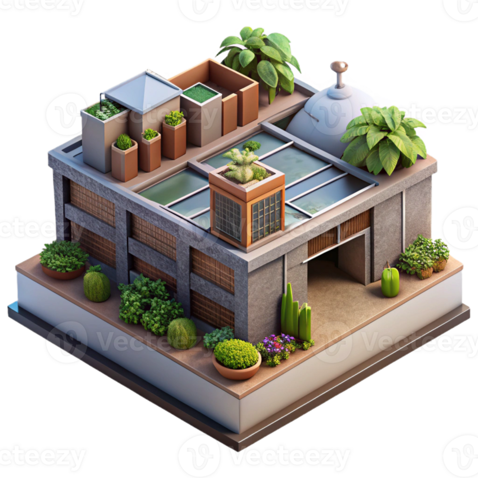 elegant artistic Urban Farm Rooftop View Transparent Background genuine png
