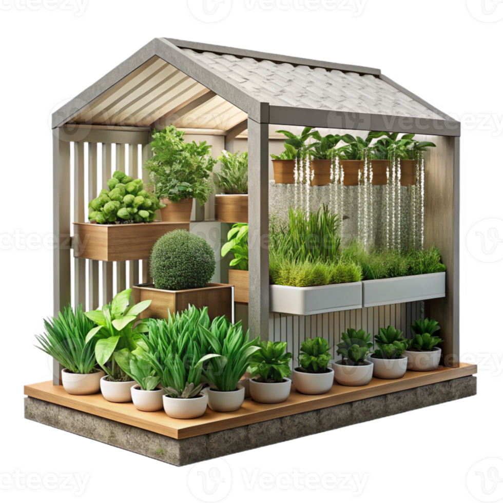 vibrant traditional Urban Farm Vertical Garden Wall Transparent Background png