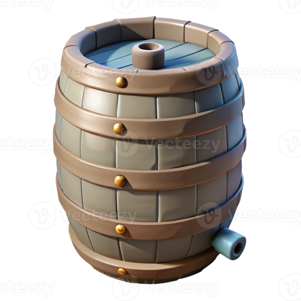 vibrant rustic Urban Farm Water Barrel Cutout Rainwater Harvesting high quality png