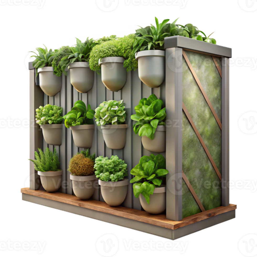 vibrant modern Urban Farm Vertical Garden Wall Transparent Background exclusive png