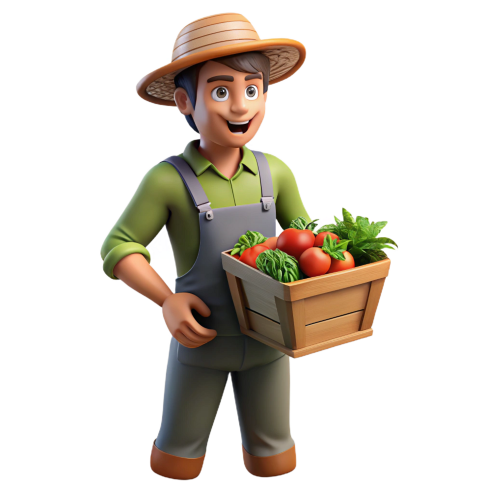 elegant contemporary Urban Farm Worker Harvesting Transparent Background authentic png