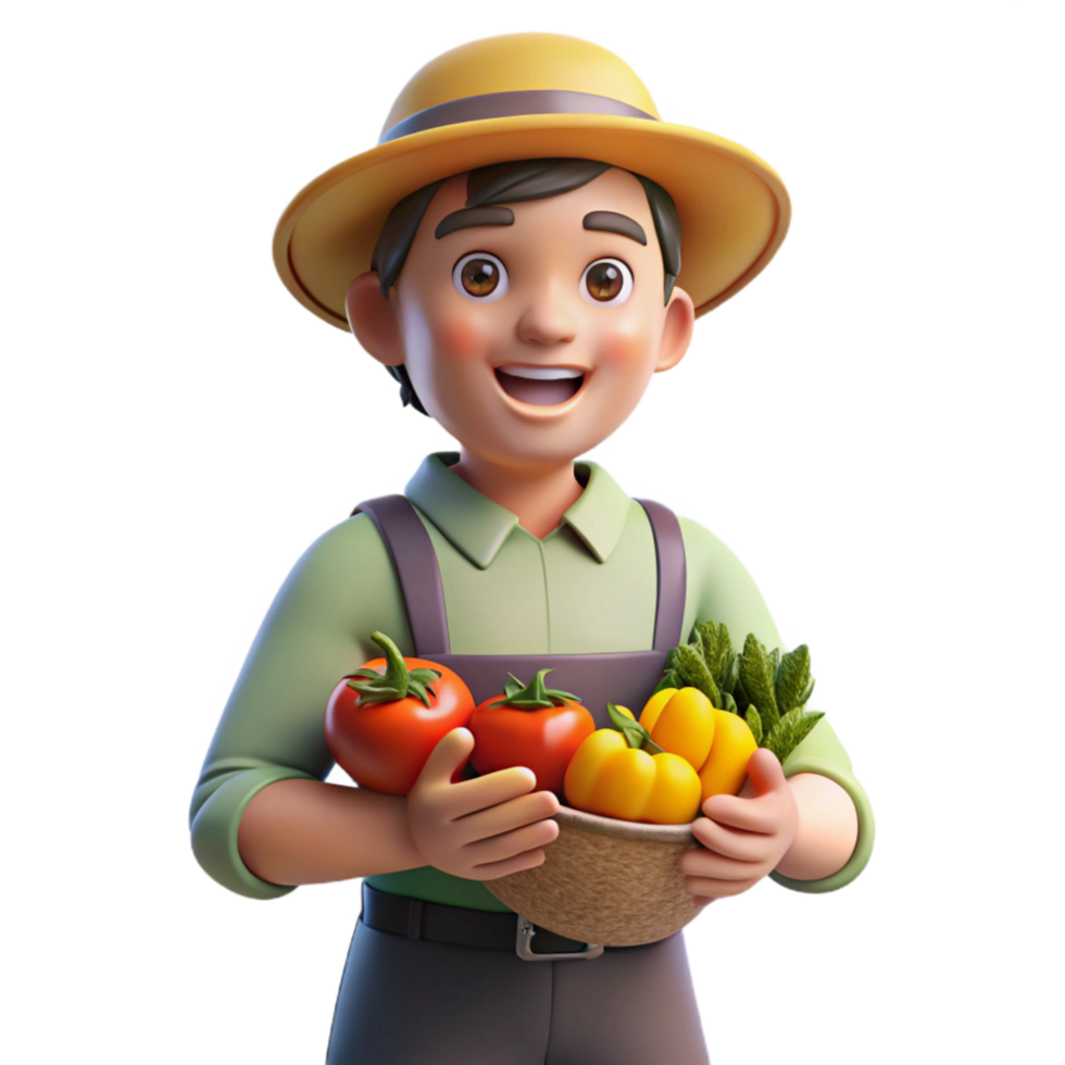 extraordinary artistic Urban Farm Worker Holding Fresh Vegetables Cutout genuine png