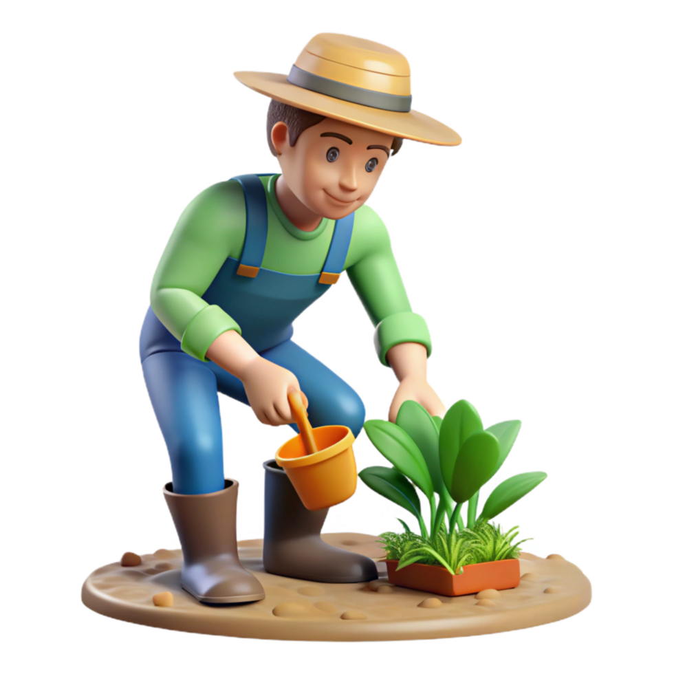 stunning contemporary Urban Farm Worker Planting Seeds Transparent Background exclusive png