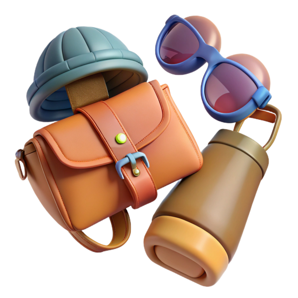 stunning creative Urban Fashion Accessories Flat Lay Isolated detailed png