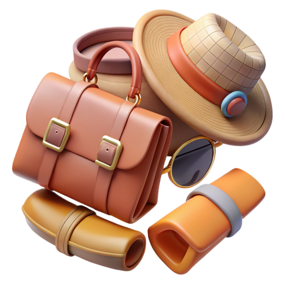 dramatic contemporary Urban Fashion Accessories Flat Lay Isolated high quality png