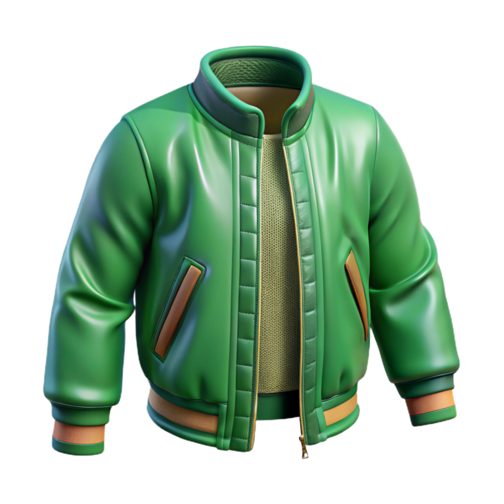 stunning abstract Urban Fashion Bomber Jacket Green Isolated on Transparent Background authentic png
