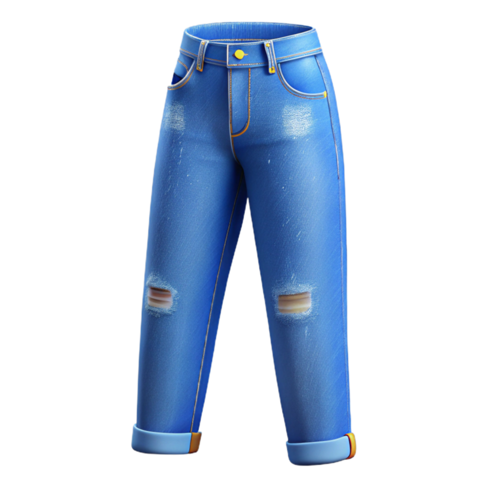 magnificent classic Urban Fashion Jeans Boyfriend Fit Blue Isolated on Transparent Background png