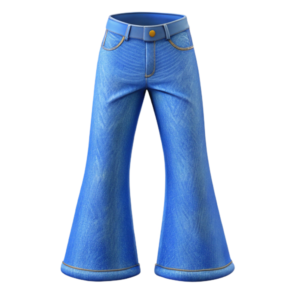 magnificent traditional Urban Fashion Jeans Flared Blue Isolated on Transparent Background authentic png