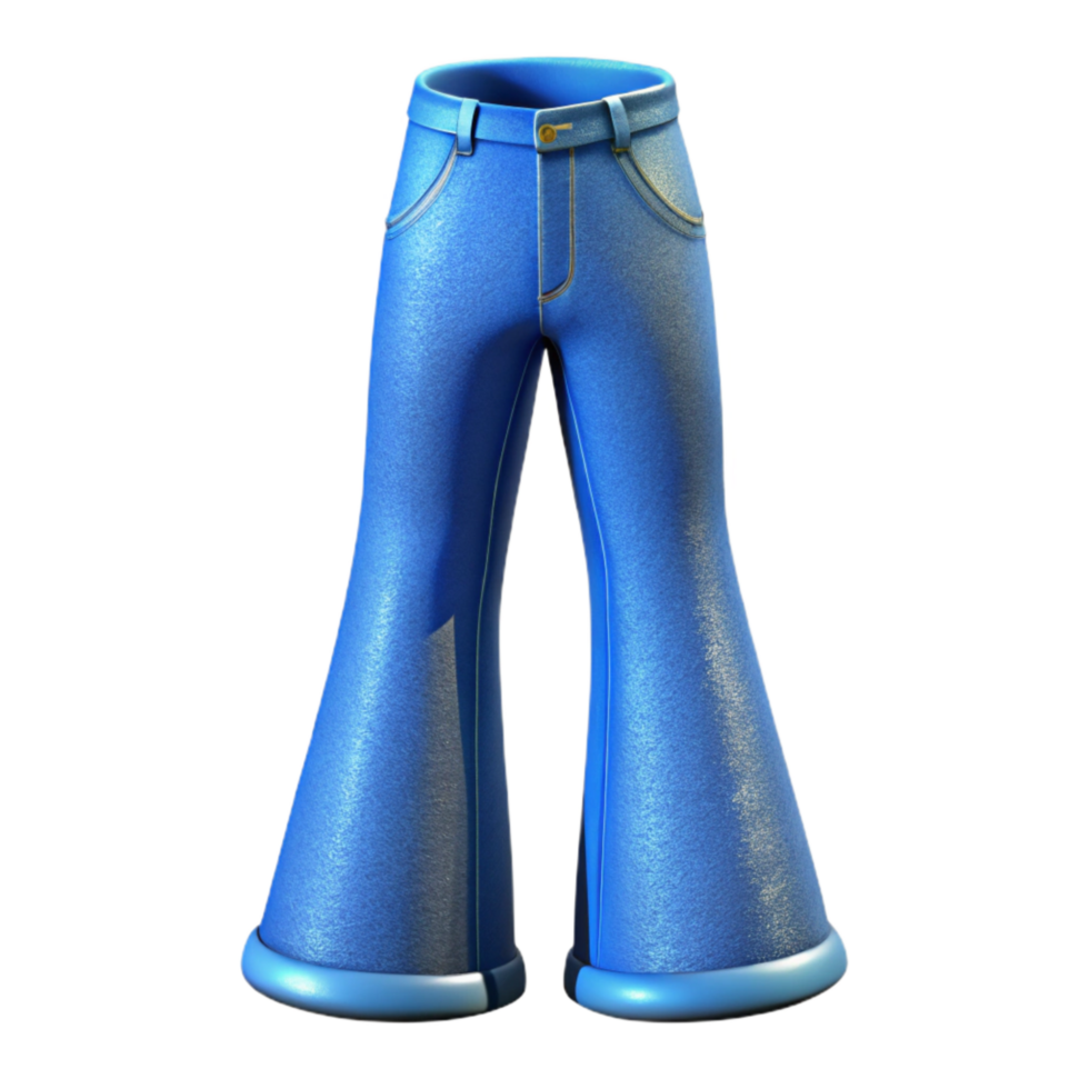 beautiful rustic Urban Fashion Jeans Flared Blue Isolated on Transparent Background premium png