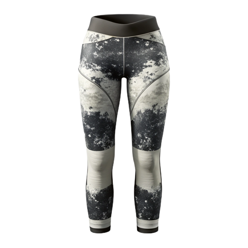 serene artistic Urban Fashion Leggings Patterned Black and White Isolated on Transparent Background png