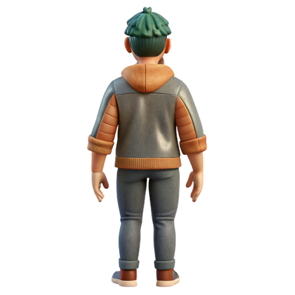 vibrant minimalist Urban Fashion Portrait Back View Cutout high resolution png