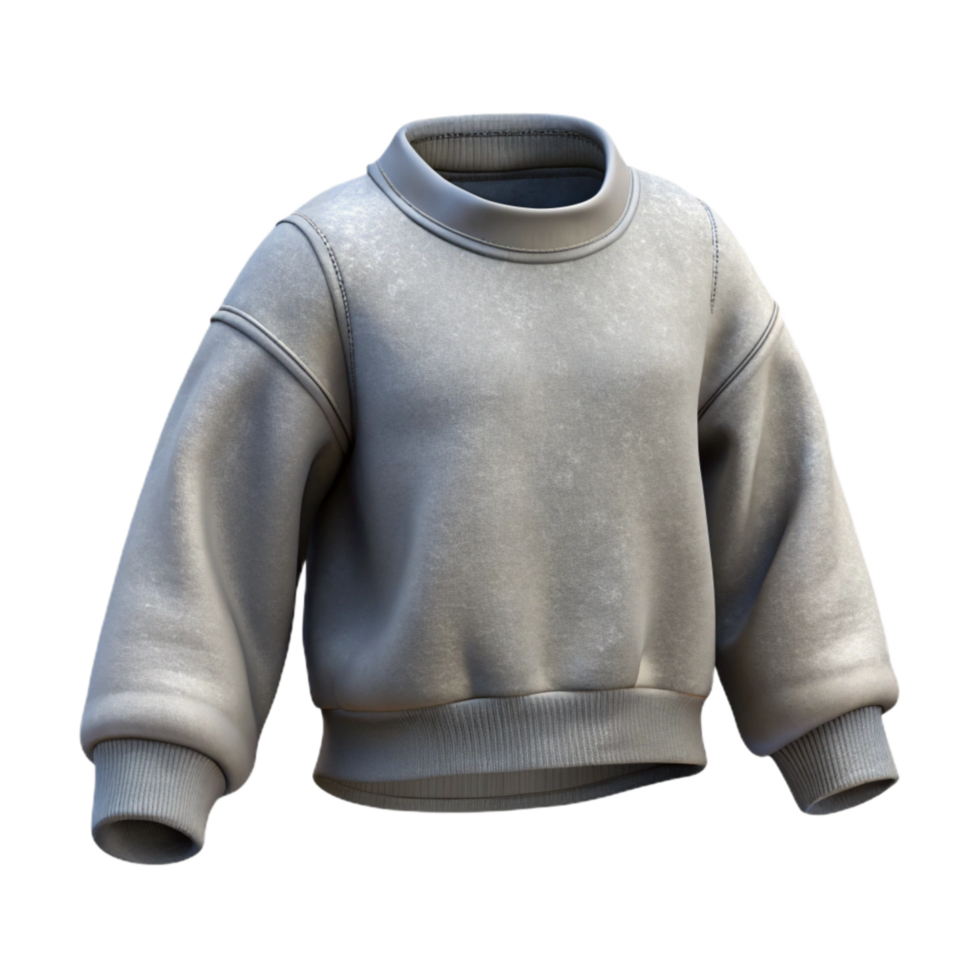 stunning rustic Urban Fashion Sweatshirt Cropped Grey Isolated on Transparent Background high quality png