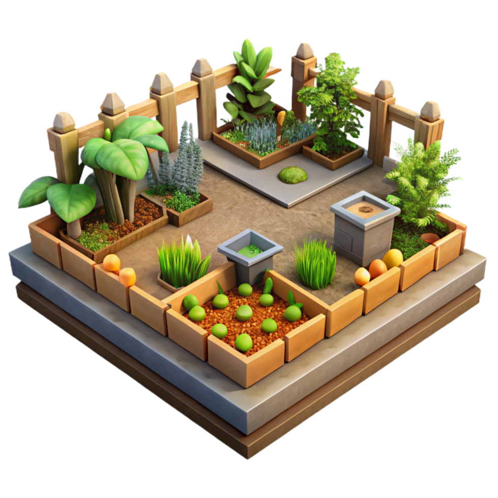 dramatic modern Urban Garden Community Plot Isolated professional png