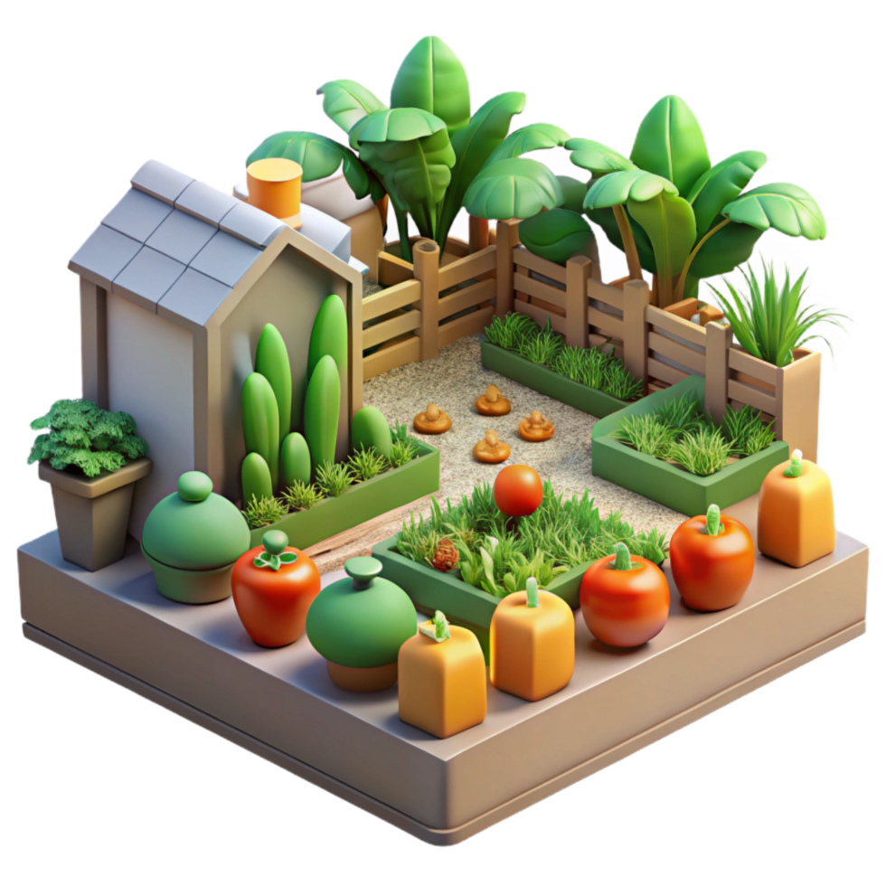 vibrant abstract Urban Garden with Vegetables Cutout original png