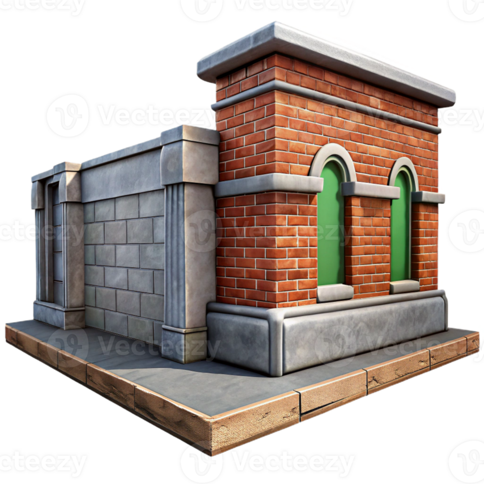 impressive rustic Urban Mural Section Isolated original png