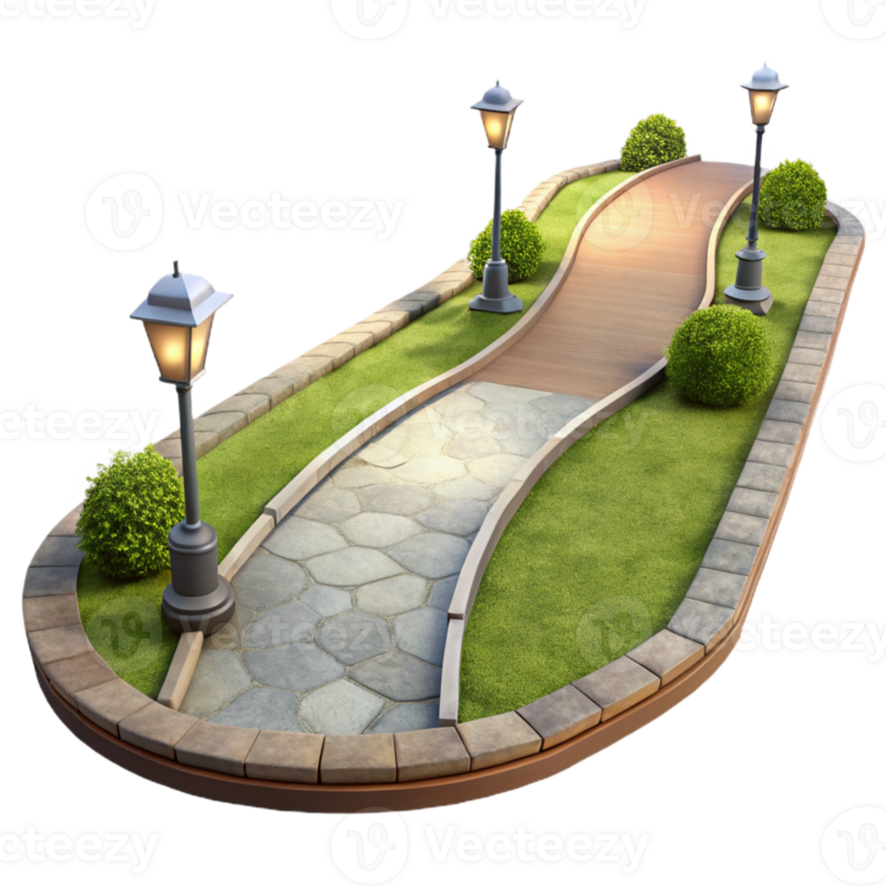 beautiful creative Urban Park Path Curved Pathway Isolated high quality png