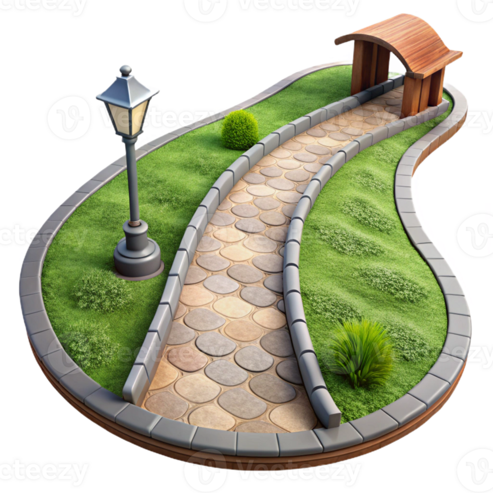 impressive traditional Urban Park Path Curved Pathway Isolated detailed png