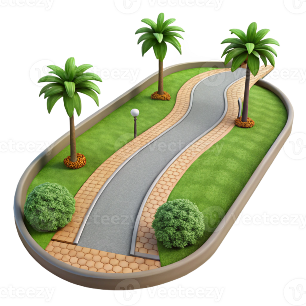 elegant abstract Urban Park Path Winding Path Transparent Background professional png