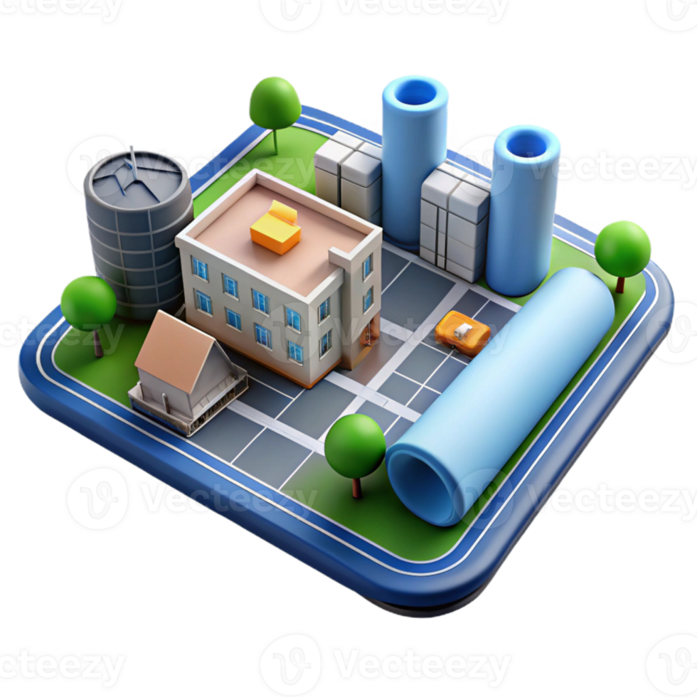 extraordinary contemporary Urban Planning Blueprint Top View Isolated high quality png