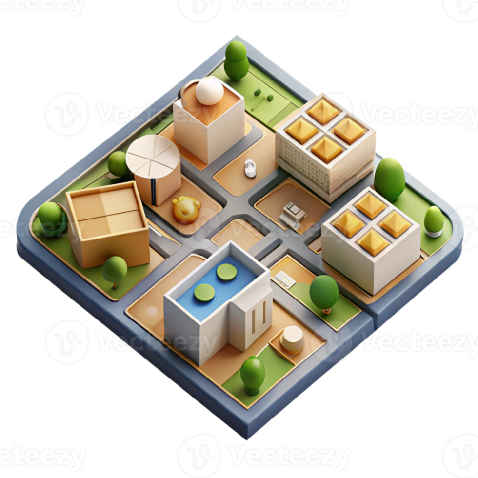 serene creative Urban Planning Diagram Top View Isolated high resolution png
