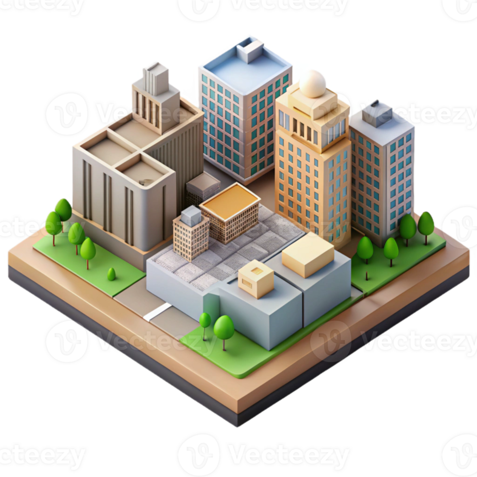 impressive abstract Urban Planning Model Isometric View Cutout genuine png