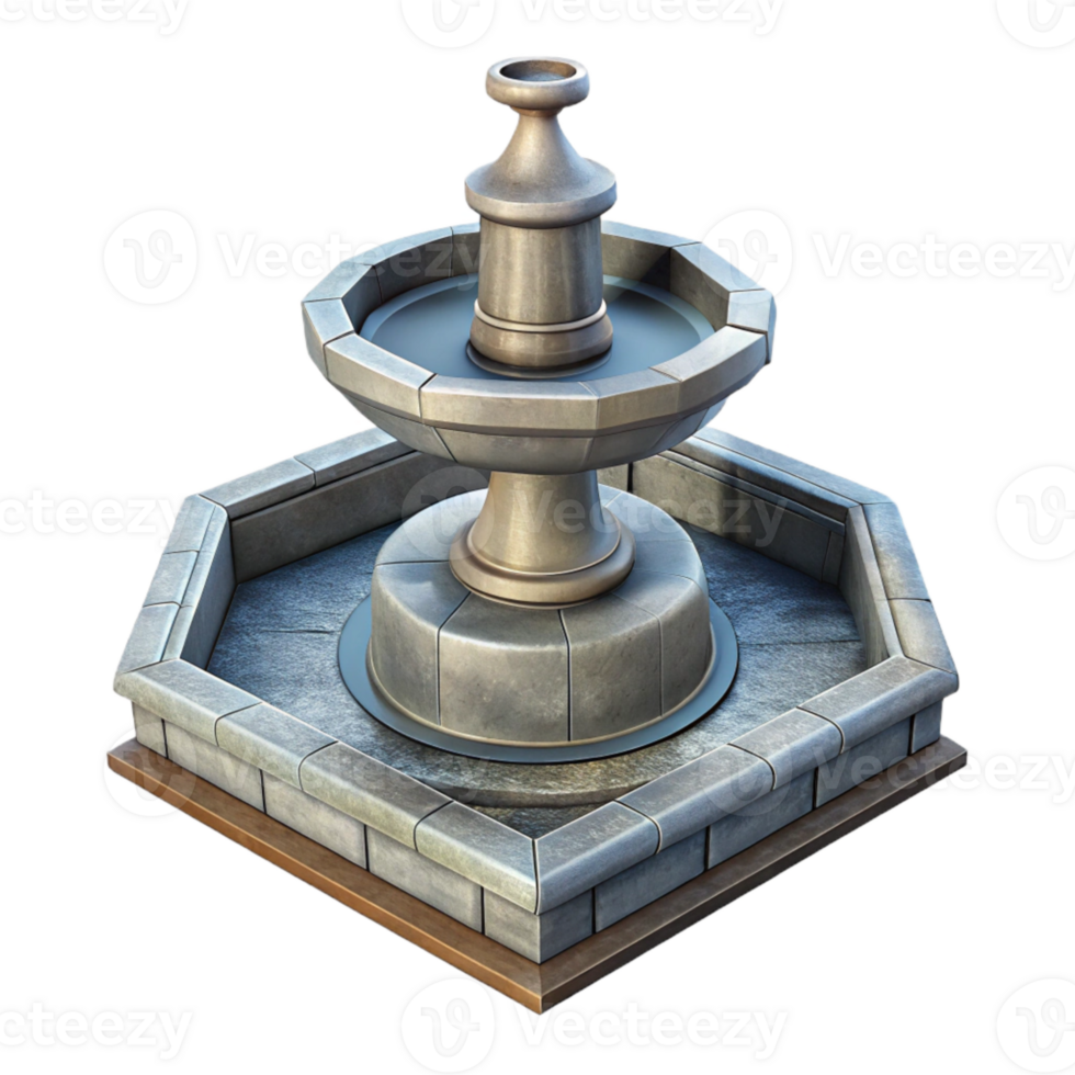 elegant rustic Urban Plaza Fountain Centerpiece Isolated high quality png