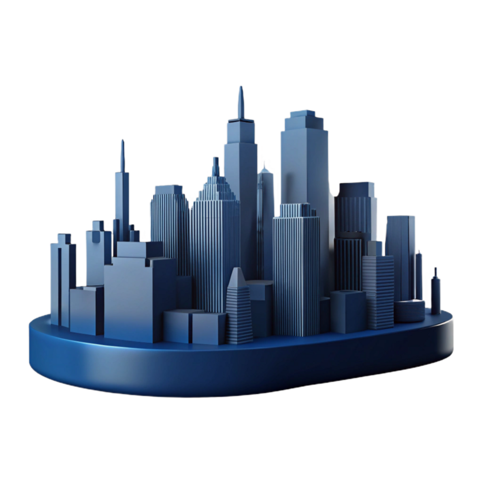 beautiful rustic Urban Skyline Silhouette Dark Blue Cutout original png