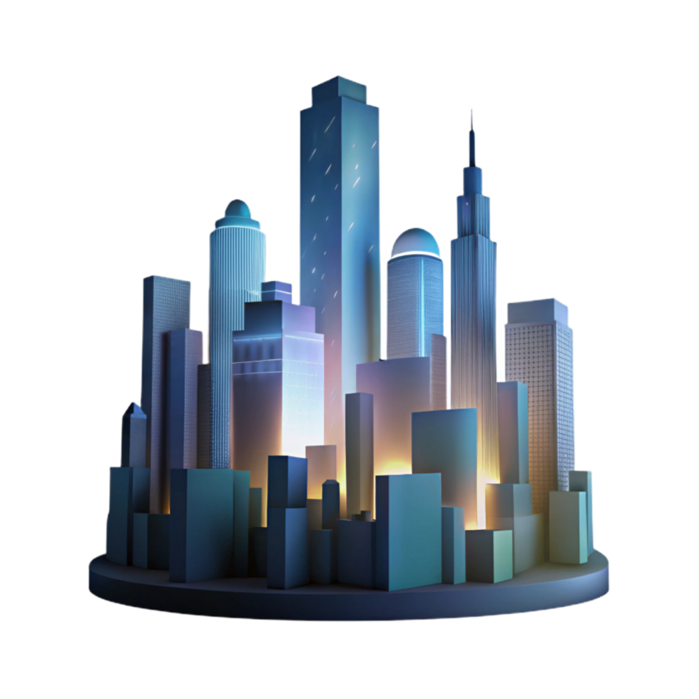 serene classic Urban Skyline Silhouette Night View Transparent Background genuine png