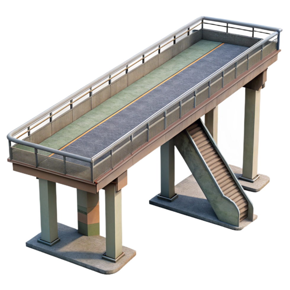 vibrant rustic Urban Skyway Elevated Walkway Cutout Transparent Background png