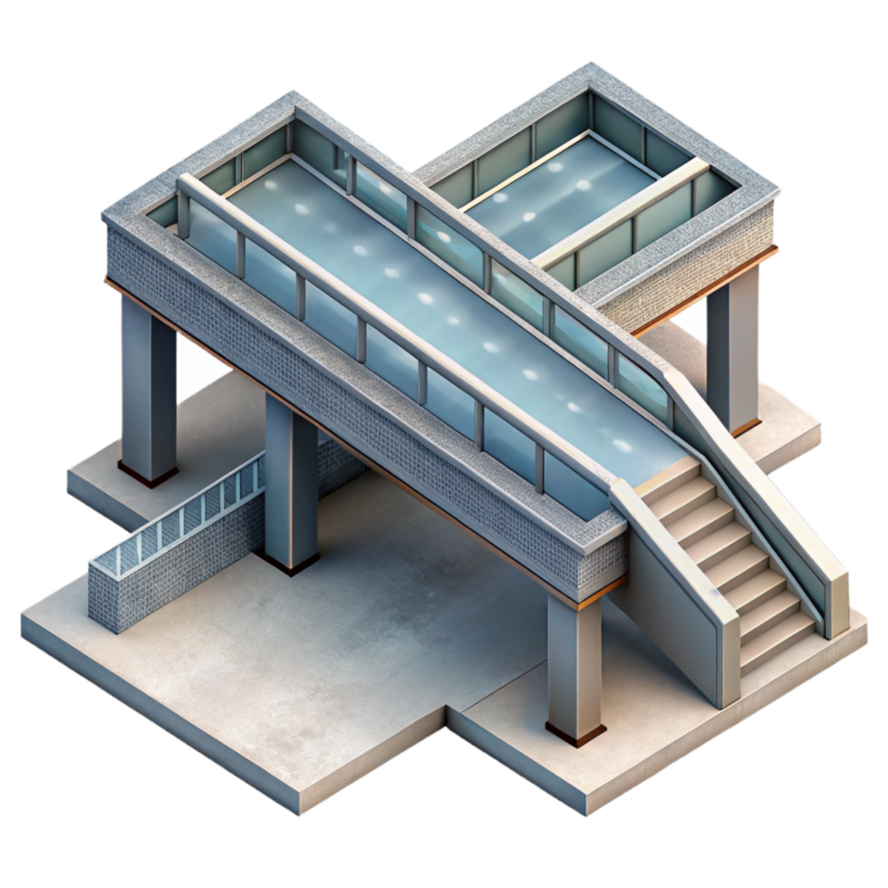 elegant modern Urban Skyway System Isometric Isolated high quality png