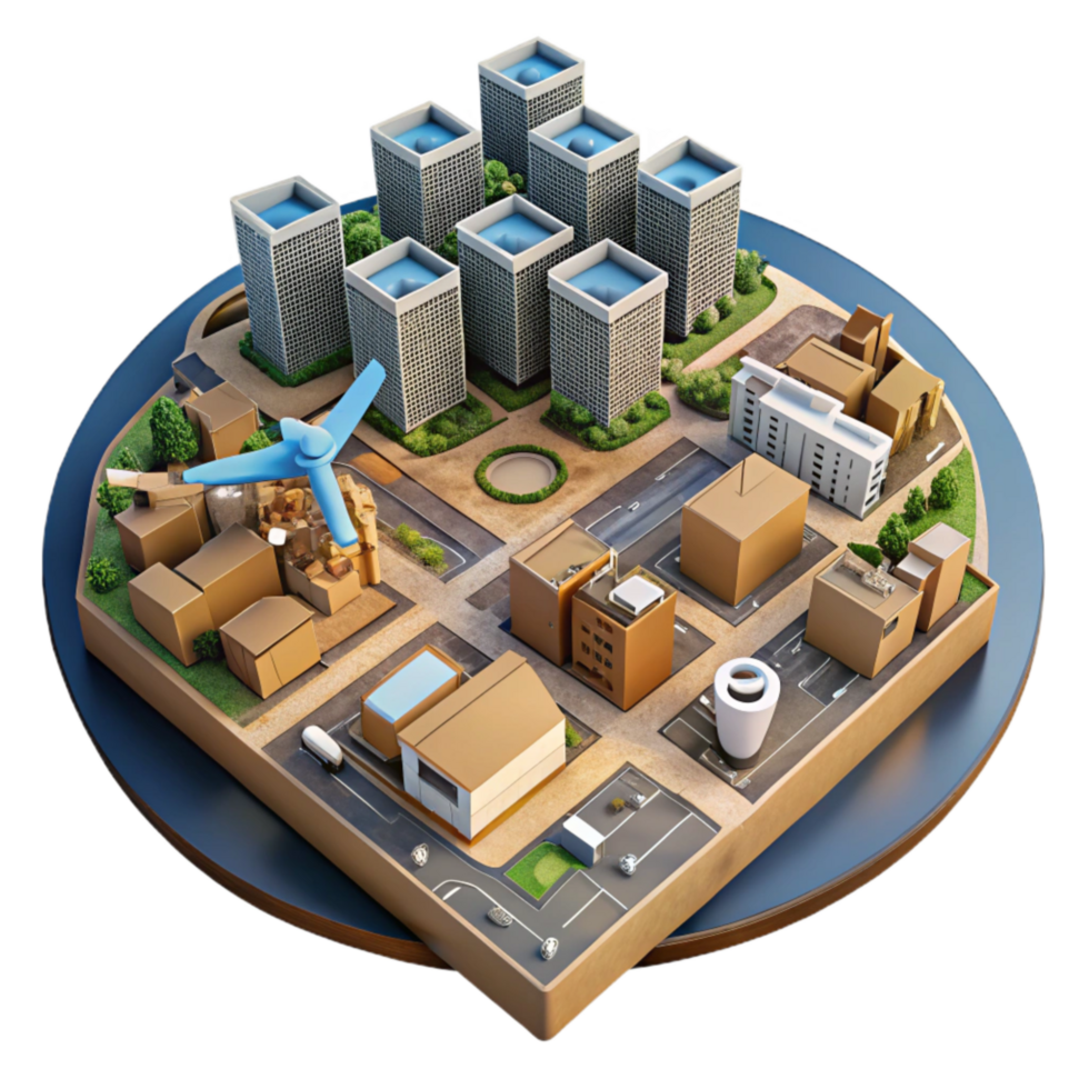 beautiful abstract Urban Sprawl Aerial View with Drone Cutout high resolution png