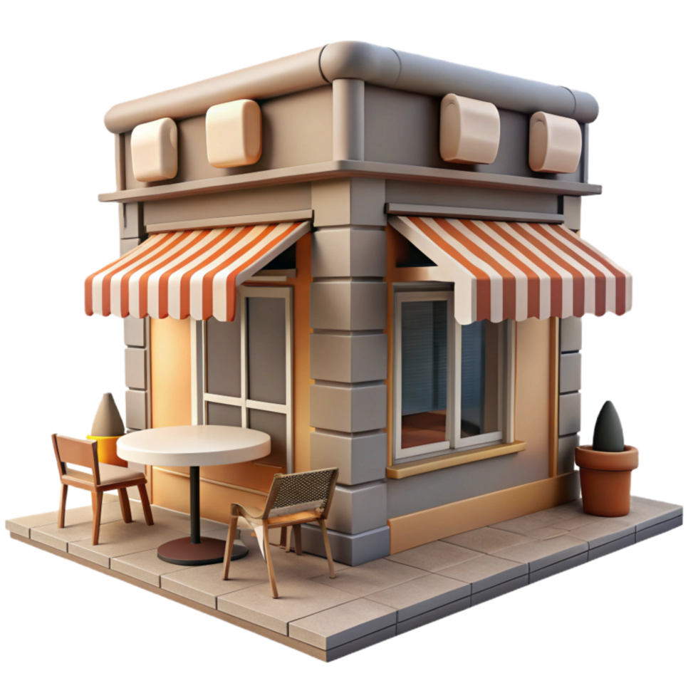 elegant contemporary Urban Street Cafe Front View Cutout original png