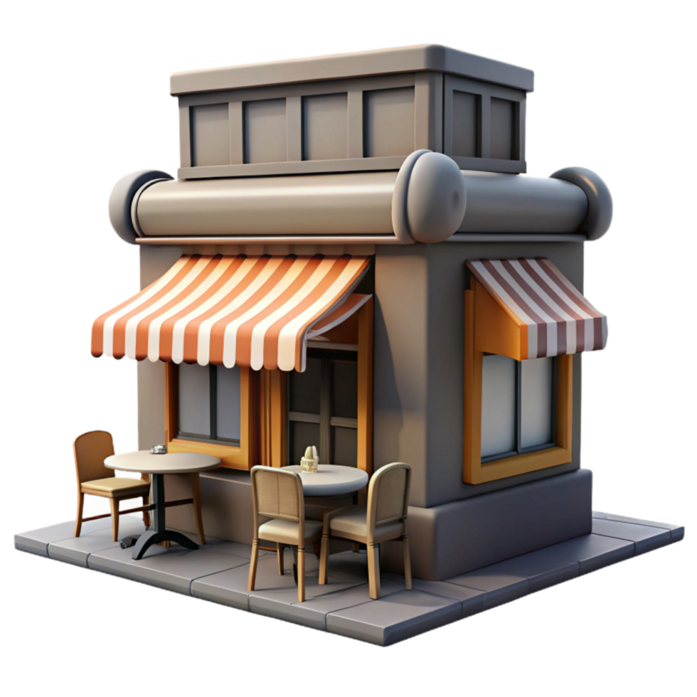 dramatic creative Urban Street Cafe Front View Cutout authentic png