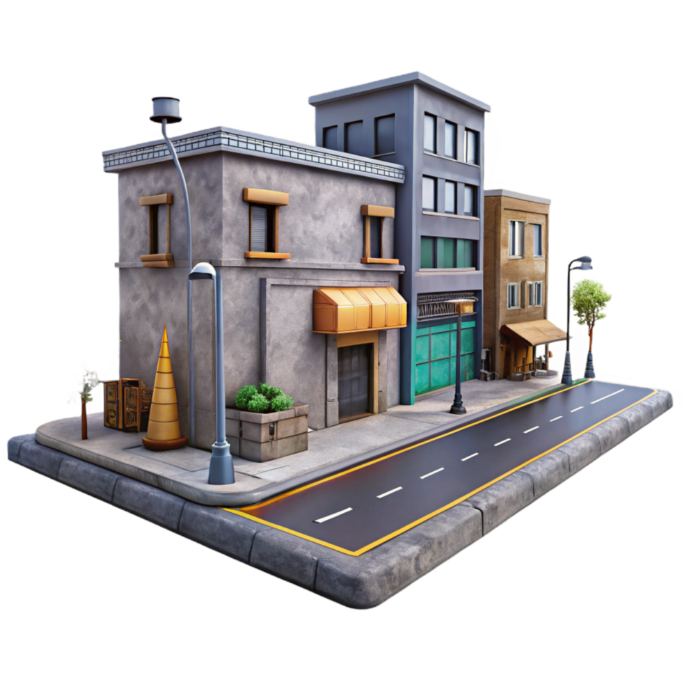 serene rustic Urban Street Scene Backdrop Cutout authentic png
