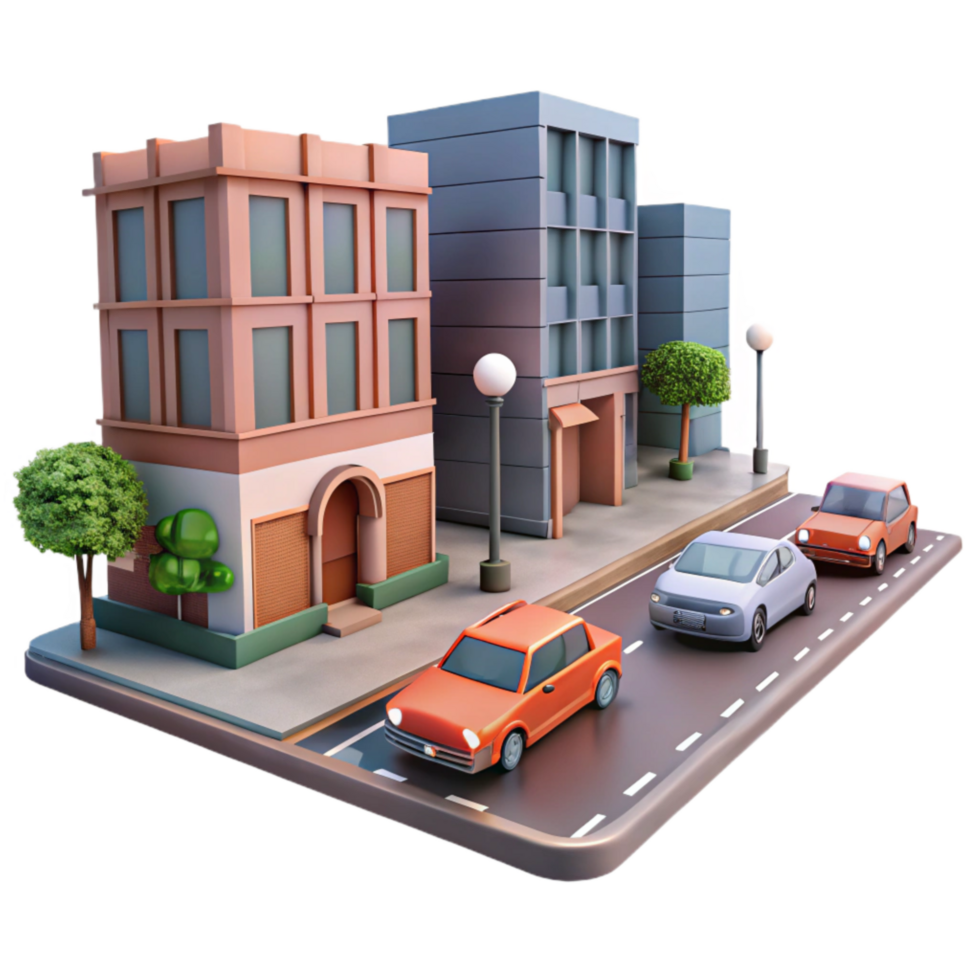 beautiful creative Urban Street Scene with People Cutout png