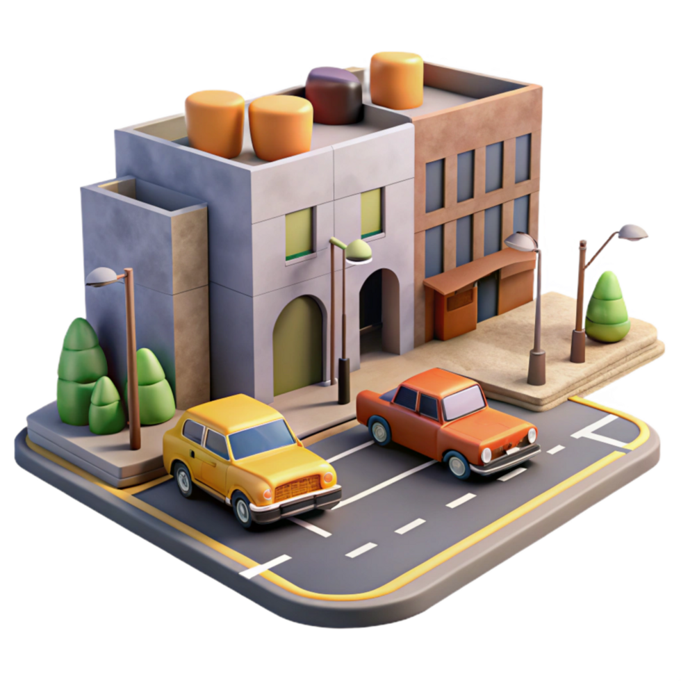 vibrant contemporary Urban Street Scene with People Cutout professional png