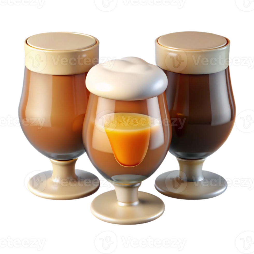 serene vintage Variety of Beer Styles in Tasting Glasses Transparent Background high quality png