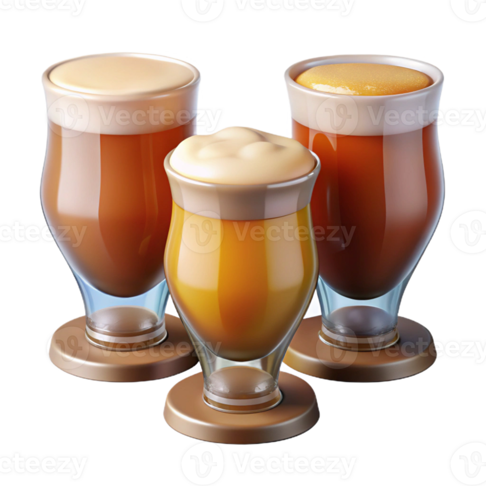wonderful creative Variety of Beer Styles in Tasting Glasses Transparent Background exclusive png